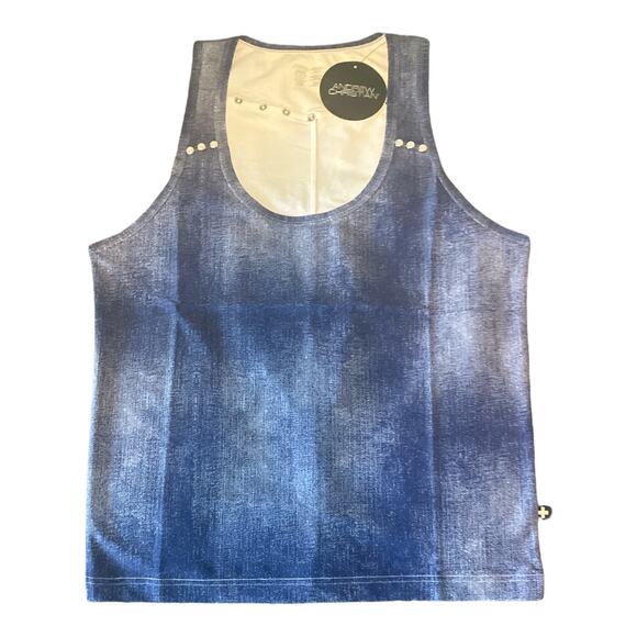Andrew Christian Stretch Denim Tank Indigo Blue Medium - Picture 2 of 6